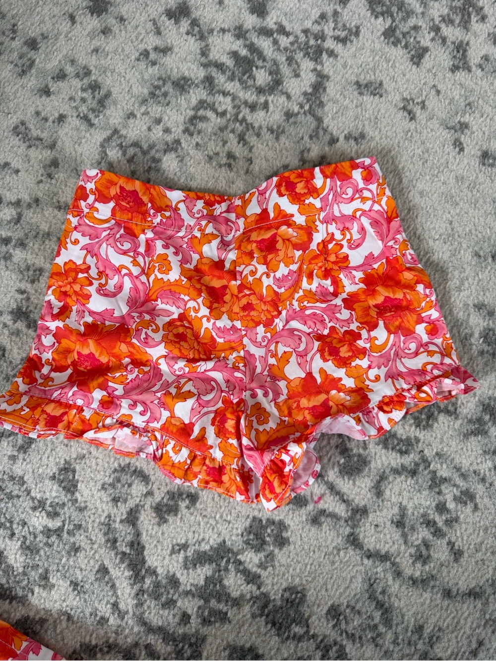 Janie and Jack Pink and Orange Floral Ruffle Shorts